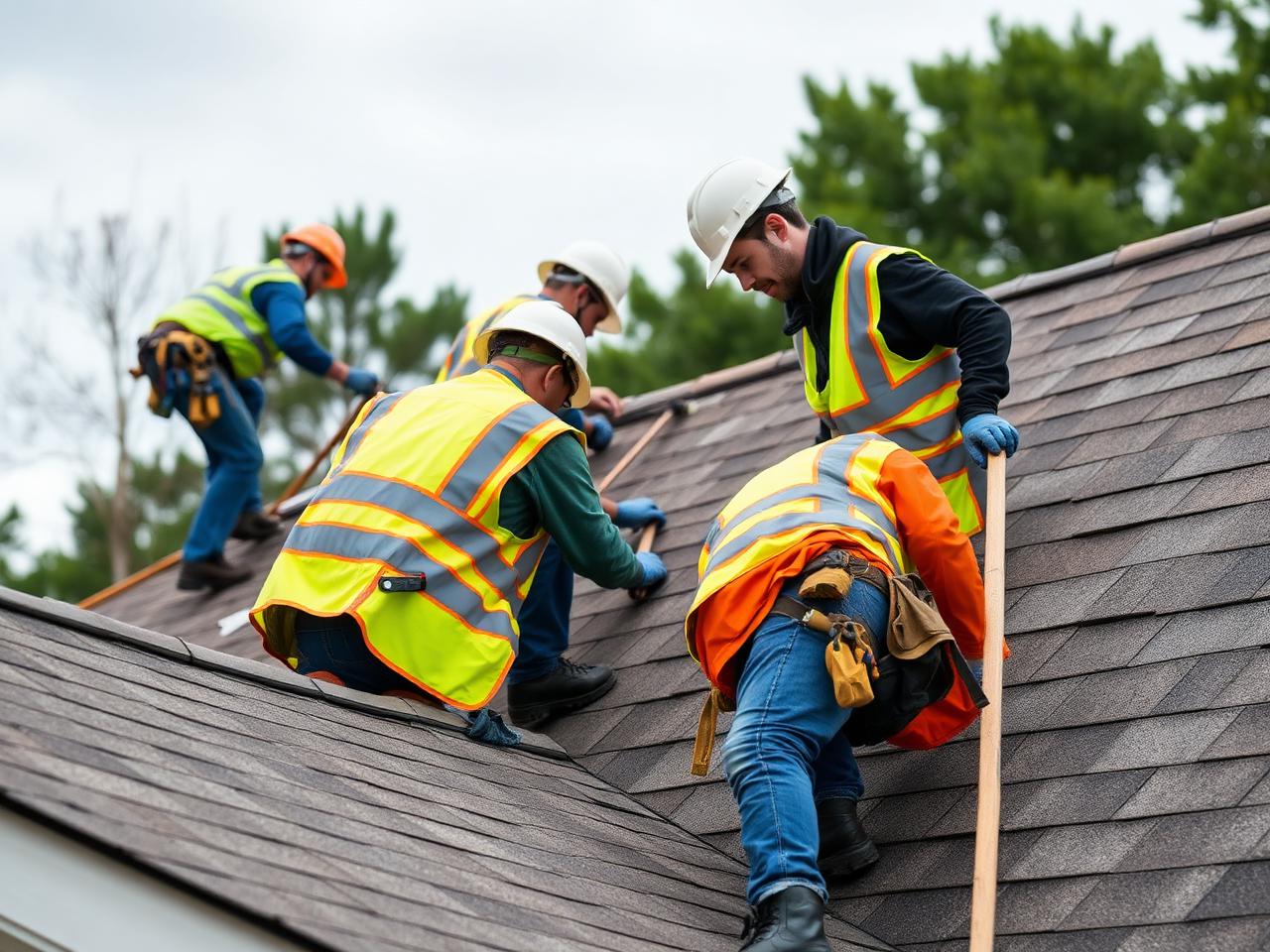 EA Roofing & Siding crew installing shingles